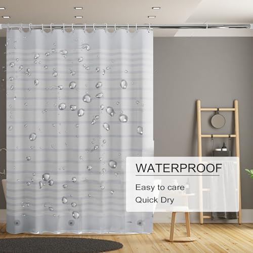 TIKABC Shower Curtain Liner, 4G PEVA Shower Liner, Plastic Waterproof Shower Curtains, 72x72 inch with Grommet Holes 3 Magnetic Weights - color: Horizontal Stripe