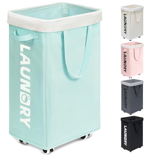 Goodpick 75L Rolling Laundry Basket with Removable Wash Bag for Living Room | Laundry Basket with Wheels, Collapsible Laundry Basket, Rolling Laundry Hamper with Handle for College Dorm,Blue - color: Blue 1-Pack