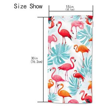 HGOD DESIGNS Flamingo Cotton Soft Bath Towels - Tropical Pink Flamingos & Palm Leaves - 15"X30 - color: Towel-97