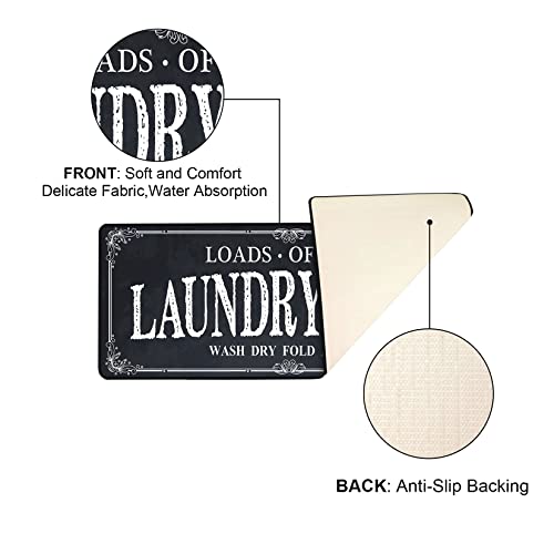 ROMAMIGO Non Slip Laundry Runner Rug - Farmhouse Kitchen Floor Mat for Mudroom and Bathroom - Black, 20 X 47 Inches - color: Black