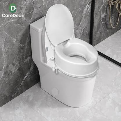 Raised Toilet Seat with Lid for Elderly, 6" High Toilet Seat for Elongated or Standard Commode, Raised Toilet Seat for Seniors, Handicap Toilet Seat Riser with Cover - size: 6"