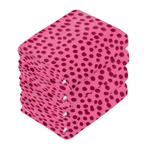 Kigai Pink Leopard Print Washcloths, Soft and Absorbent Cotton Towel, 2 Pack 12 X 12 Inches Premium Quick Dry Face Towel
