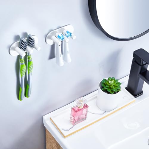 Electric Toothbrush Head Holder, Toothbrush Holders Wall Mounted, Adhesive Tooth Brush Head Holder Organiser, Electric Toothbrushs Holder, Shower Tooth Brushing Holder (White, Small) - color: White, size: Small