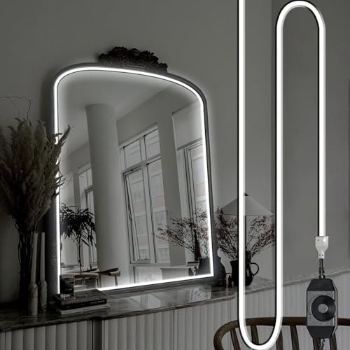 White 6000k Mirror Light,10ft 360 LED Hollywood Style Vanity Make Up Light,Ultra Bright White LED Neon Light,for Makeup Vanity Table & Bathroom Mirror,Mirror Not Included - size: 10ft