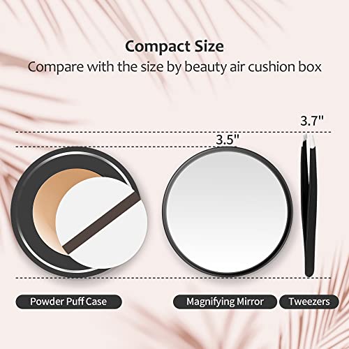 MIYADIVA 20X Magnifying Mirror, Small Travel Mirror with Suction Cup and Tweezers, 3.5 Inches - color: Black-20x