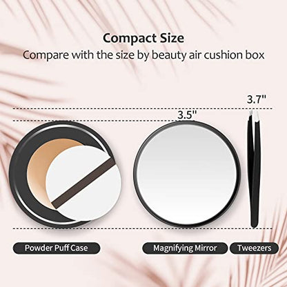 MIYADIVA 20X Magnifying Mirror, Small Travel Mirror with Suction Cup and Tweezers, 3.5 Inches - color: Black-20x