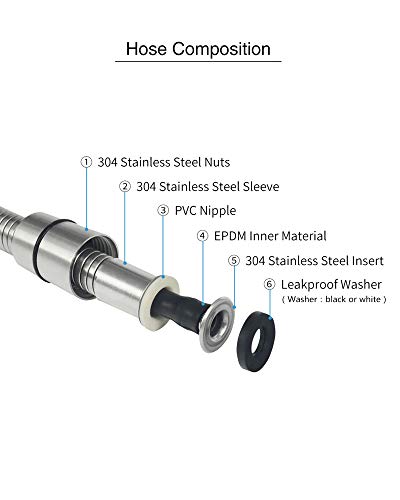 PHASAT Shower Hose,138 Inches Extra Long Shower Hose Replacement,304 Stainless Steel Shower Head Hose Extension Brushed Nickel,A3107N-3.5 - color: Brushed Nickel, size: 138 Inches