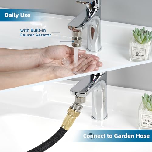 Hibbent Swivel Faucet Adapter Kit, Solid Brass 3/4" Garden Hose Connector, 360 Degree Kitchen Sink Faucet Adapter for Female & Male to Male, Brushed Nickel - color: Brushed Nickel, style: Female Thread