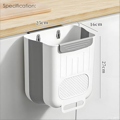 KEAIDUO 2.6 Gallon Collapsible Garbage Can for Kitchen Cabinet - Space-Saving Foldable Trash Bin, Wall-Mounted & Under Sink Storage Bin