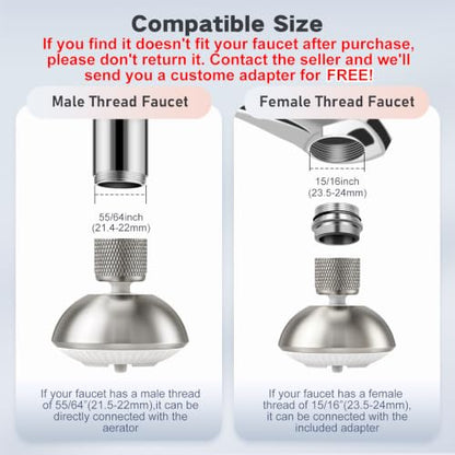Kitchen Faucet Sprayer Attachment, Anti-Splash 3-Mode Swivel Faucet Extender with Wide Spray Area, 360° Rotating Faucet Aerator, Faucet Head Replacement for Kitchen (Brushed Nickel) - color: Brushed Nickel