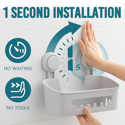 TAILI Shower Caddy Suction Cup, Heavy Duty Bathroom Organizer, Removable Shelves for Inside Shower, Shampoo, Waterproof Suction Plastic Storage for Bathroom Accessories Holder, Gray - style: 1 × Grey