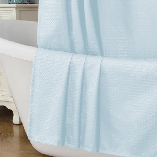 Aiyufeng Ice Blue Shower Curtains for Bathroom，Dot Like Embossed Textured Waterproof Soft Polyester Cloth Shower Curtain，Hotel Spa Machine Washable，72Wx72L - color: Ice Blue, size: 72"W x 72"L (Pack of 1)