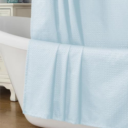 Aiyufeng Ice Blue Shower Curtains for Bathroom，Dot Like Embossed Textured Waterproof Soft Polyester Cloth Shower Curtain，Hotel Spa Machine Washable，72Wx72L - color: Ice Blue, size: 72"W x 72"L (Pack of 1)
