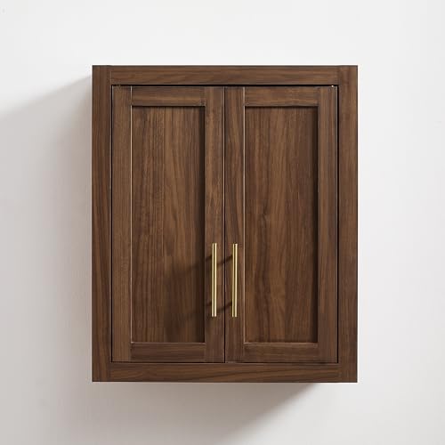 Crosley Furniture Savannah Wall Mounted Bathroom Storage Medicine Cabinet with Shelves, Walnut - color: Walnut, style: Wall Cabinet
