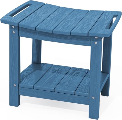 SERWALL Shower Bench, 18" Shower Stool for Inside Shower, HDPE Waterproof Shower Seats for Adults with Storage Shelf & Handles, 360 lbs Capacity- Blue - color: Blue