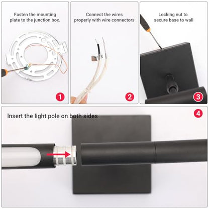 Tipace Hard-Wired LED Black Vanity Light Fixtures for Bathroom Over Mirror 39.4 inch LED Bath Sconces Hardwired 5CCT Adjustable Morden Picture Lights for Paintings - size: 39.4 IN-5CCT