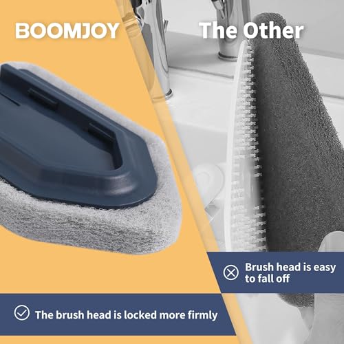 BOOMJOY Tub Cleaner Brush with Long Handle, 55" Extendable Tub Scrubber with Locking Head, No Scratch Shower Cleaning Brush for Bathtub, Bathroom Ceilings, Toilet, Kitchen, Tile, Sink - color: Yellow