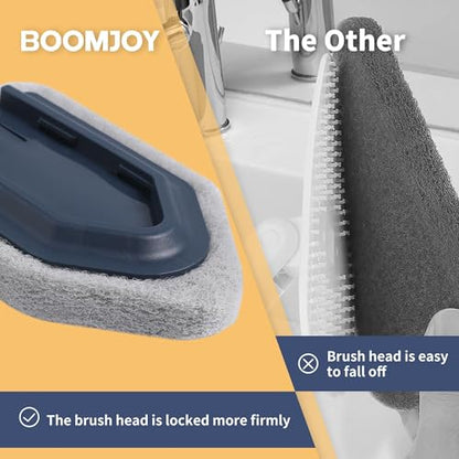 BOOMJOY Tub Cleaner Brush with Long Handle, 55" Extendable Tub Scrubber with Locking Head, No Scratch Shower Cleaning Brush for Bathtub, Bathroom Ceilings, Toilet, Kitchen, Tile, Sink - color: Yellow