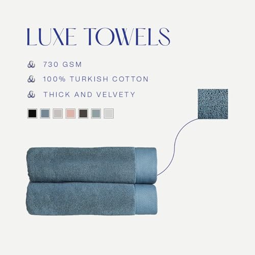 Christy Luxe 6 Piece Towel Set | Denim Blue | Luxe Heavyweight 100% Turkish Cotton | Ultra Soft | Super Absorbent | 730GSM | 2 Bath Towels 2 Hand Towel 2 Face Cloths - color: Denim, size: 2 Bath, 2 Hand and 2 Face Towels