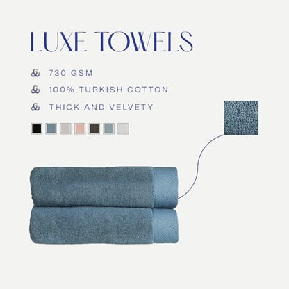 Christy Luxe 6 Piece Towel Set | Denim Blue | Luxe Heavyweight 100% Turkish Cotton | Ultra Soft | Super Absorbent | 730GSM | 2 Bath Towels 2 Hand Towel 2 Face Cloths - color: Denim, size: 2 Bath, 2 Hand and 2 Face Towels