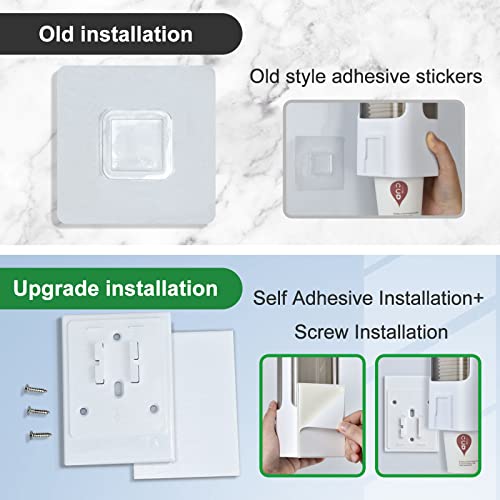 Cup Dispenser, Water Cooler Cup Dispenser for 3oz-5oz Disposable Cups-White | Bathroom Cup Holder, Plastic Paper Cup Dispenser with Adhesive/Screw Mount for Office, Hospital, Bathroom - color: White