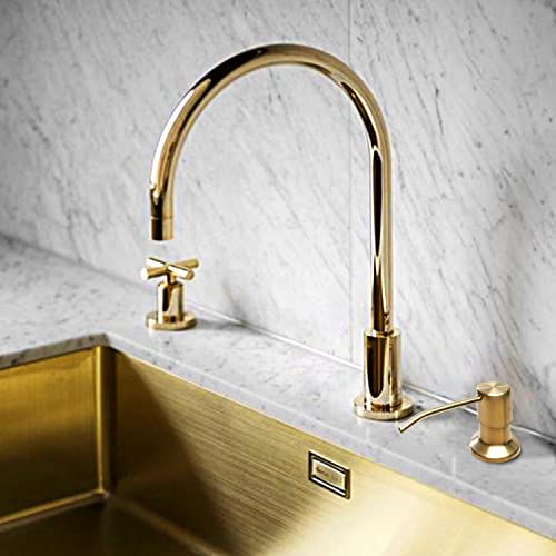 Soap Dispenser for Kitchen Sink (Gold),Built in Design Sink Soap Dispenser, Refill from The Top, Stainless Steel Kitchen Soap Pump with 10 fl.oz Bottle (300ml) - color: Gold, style: Antique