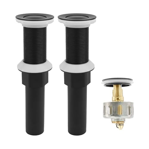 Bathroom Sink Drain,2 Pack Matte Black Drain Stopper Without Overflow,Small Cap Pop Up Drain Assembly with Detachable Strainer Basket,Built-in Anti-Clogging, Stainless Steel Nut - color: 2 Pack-matte Black-small Cap, style: Without Overflow