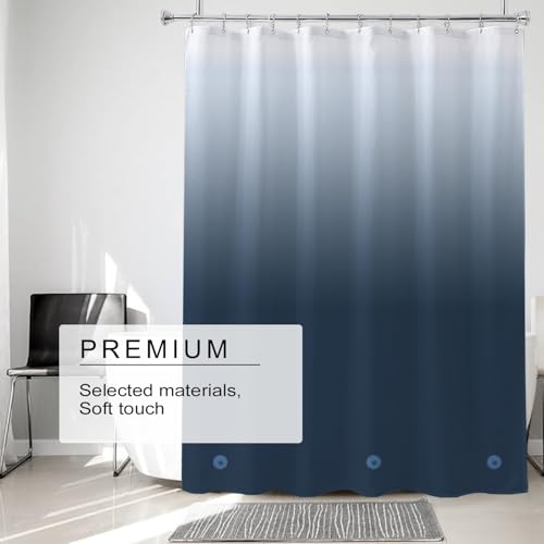 TIKABC Shower Curtain Liner, 4G PEVA Shower Liner, Plastic Waterproof Shower Curtains, with Grommet Holes and 3 Magnetic Weights(Gradient Dark Blue) - color: Gradient Dark Blue