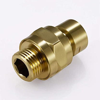 Brushed Gold Shower Head Adapter, Biveah Brass Shower Arm Swivel Joint Connector G1/2" for Shower Head, KSB016BG - color: Brushed Gold