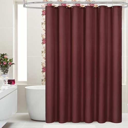 MitoVilla Stall Half Size Shower Curtain Liner, 36 x 72 Inch Fabric Bath Curtain Liner for Modern Hotel, Burgundy Shower Liners, Washable & Water Repellent - color: Fabric - Burgundy, size: 36"W x 72"L (Pack of 1)