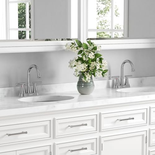 Bathroom Faucets, Hurran 4 inch Centerset 2-Handle Lead-Free, Chrome | Bathroom Sink Faucet with Pop-up Drain and Supply Lines, Stainless Steel Faucet for Vanity RV Restroom Laundry, 2 Pack - color: Chrome X 2