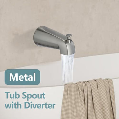 5" Dual Shower Faucet Compatible with 13/14 Delta Series Tub Trim Kit, High Pressure Round Rain Shower Head& Handheld Set Faucet System, Brushed Nickel (Valve& Catridge Not Inclued) - color: Brushed Nickel