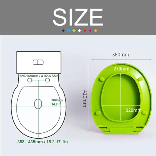 Soft Close Toilet Seat, Round Toilet Seat Cover, Quiet and Slow Close Toilet Lid and Seat, Quick Release, Easy to Install Also Easy to Clean, O-Shaped, PP,Green,36x41cm - color: Green