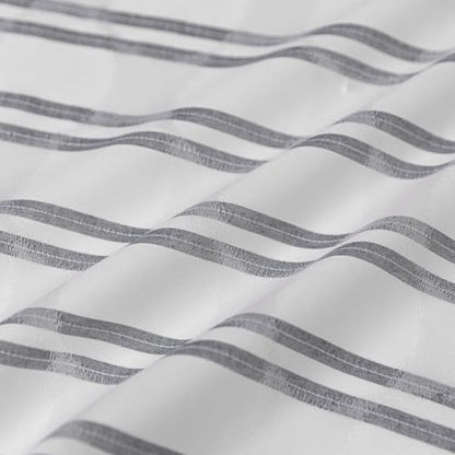 Amazon Basics Geometric Jacquard Fabric Shower Curtain for Bathroom, Lightweight, Waterproof and Washable, 72" W x 74" L, Grey Striped - size: 72"W x 74"L (Pack of 1)