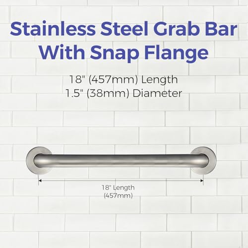 Stardrix 18-Inch ADA Compliant Grab Bar, 1.5" Diameter, Concealed Mounting Flanges, Handicap Friendly, Commercial & Residential Bathrooms, Brushed Stainless Steel - color: Brushed, size: 18"