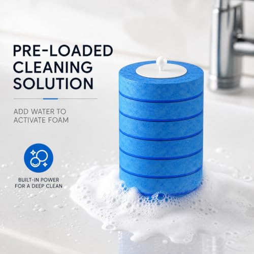 24PCS Disposable Toilet Brush Refills, Replacement Pads for Toilet Wand, Replacement Heads for Hard Water Stains & Limescale (Blue) - size: 24PCS Refills