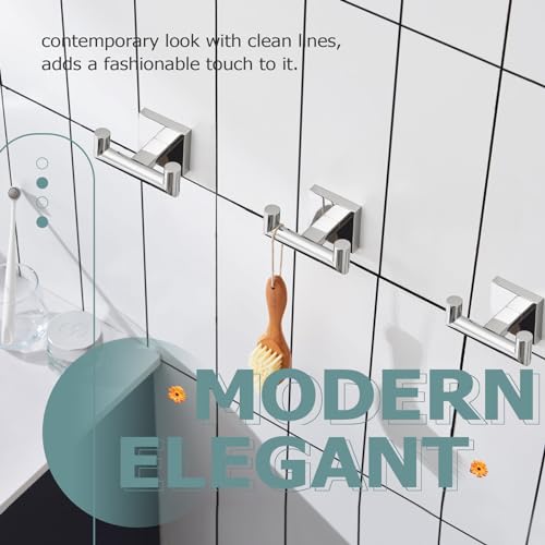 KOKOSIRI Robe Hook Bathroom Double Towel Coat Hooks for Bath Kitchen Wall Mounted, 3 Pack Chrome Stainless Steel B1015CH-P3 - color: Polished Chrome, size: 3 Pack
