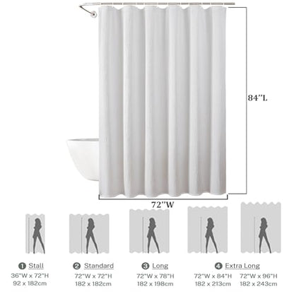 Aiyufeng Fabric White Long Shower Curtain for Bathroom, 3D Textured Pattern Shower Curtain Hotel Spa Quality, Boho Bathroom Curtain Modern Style Soft Cloth Luxury, Machine Washable,72x84 Inches - color: White, size: 72"W x 84"L (Pack of 1)