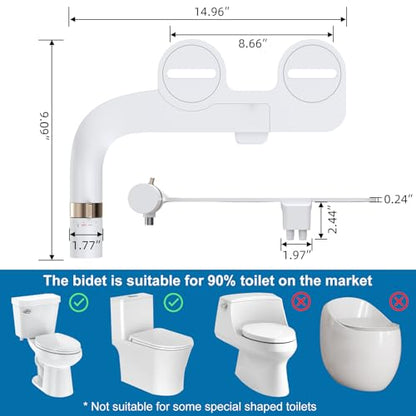 Bidet Attachment for Toilet, Non-Electric Dual Nozzle Toilet Sprayer, Cold Water Adjustable Pressure Bidet Sprayer for Women, Elderly & Postpartum Hygiene, Easy Install Portable Bathroom Bidet - color: Gold