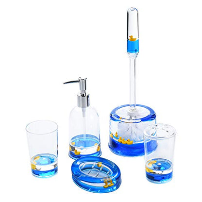 5 Piece Acrylic Liquid 3D Floating Motion Bathroom Vanity Accessory Set Duck - size: 5-piece, style: Duck