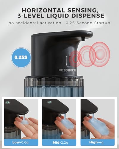 Automatic Soap Dispenser Touchless, Rechargeable Liquid Soap Dispenser | with Adjustable Dispensing Levels,10oz/300ml, IPX7 Waterproof Infrared Sensor for Bathroom & Kitchen Countertop - color: Black, style: Liquid