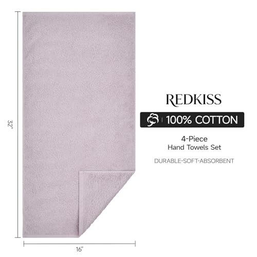 REDKISS 4-Pack Luxury Hand Towels, 16x32 Inch 450G 100% Cotton, Purple Quick-Dry Bathroom & Kitchen Towels, Super Soft and Highly Absorbent - color: Purple, size: hand towel set of 4