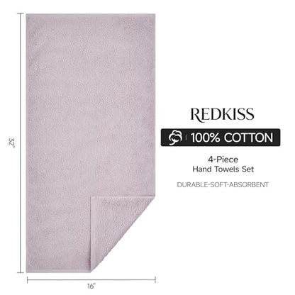 REDKISS 4-Pack Luxury Hand Towels, 16x32 Inch 450G 100% Cotton, Purple Quick-Dry Bathroom & Kitchen Towels, Super Soft and Highly Absorbent - color: Purple, size: hand towel set of 4