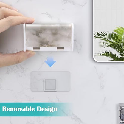 2 PCS Toothbrush Holders Wall Mounted with Cover (2, White Marble) | Wall mounted, Detachable, Easy to clean, Breathable, 2 Slots Self Adhesive Toothbrush Organizer for Bathroom - color: White Marble