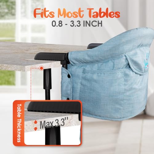 Hook On Chair with Removable Dining Tray,Portable Hook-On Chairs with Storage Bag,for Home and Travel(Sky Blue) - color: Sky blue with tray