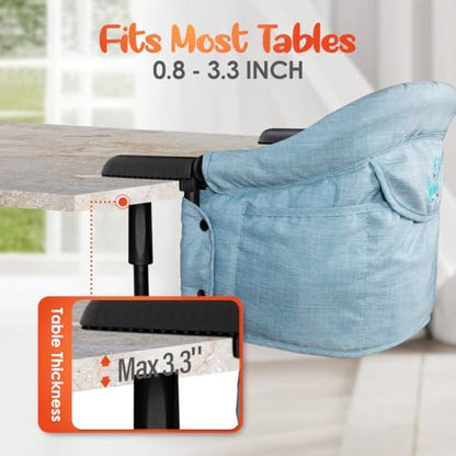 Hook On Chair with Removable Dining Tray,Portable Hook-On Chairs with Storage Bag,for Home and Travel(Sky Blue) - color: Sky blue with tray