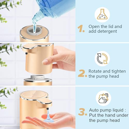 Automatic Liquid Soap Dispenser Bathroom Kitchen Dish Liquid Body Shampoo Shower Gel Hand Free Liquid Wall Mount Touchless Soap Dispenser 380ml Auto Liquid Dispenser Sylfu - color: Golden-liquid
