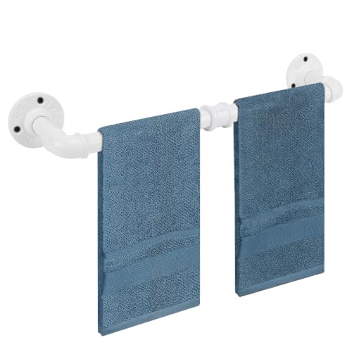 Industrial Pipe Towel Rack Towel Bar, Heavy Duty Wall Mounted Rustic Farmhouse Bath Towel Holder for Bathroom (White, 18 inch) - color: White, size: 18 inch
