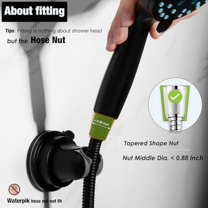 Hand held Showerhead Holder Wall Mounted with Suction Cup - Reusable- Wide Anlge Adustable Shower Hose Holder (Matte Black) - style: Matte Black