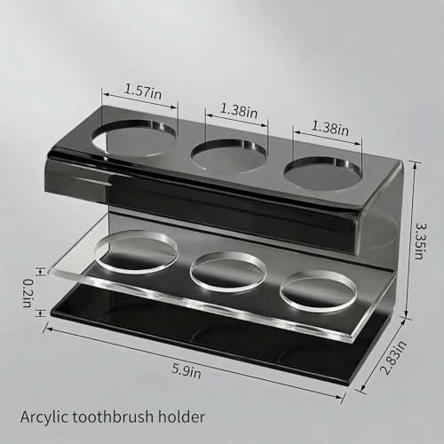 3 Slots Acrylic Electric Toothbrush Holders for Bathrooms(Black) | Tooth brush and Toothpaste Holder,Countertop use or Wall Mounted, small bathroom counter organizer,toothbrush stand - size: 3 slot